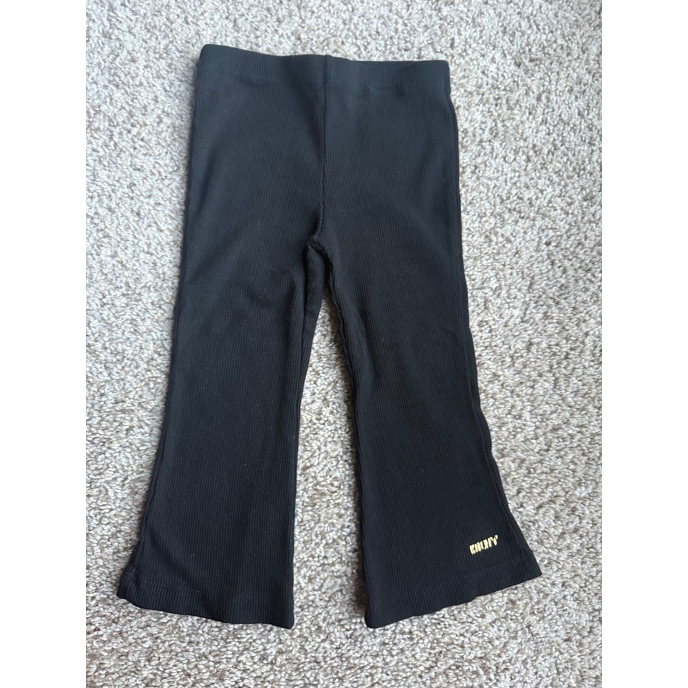 DKNY Girls Black Ribbed Flare Leggings Pants‎ Size 2T